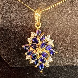 Technibond Vintage Blue Sapphire Crusted Necklace